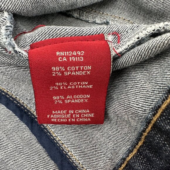 Makers Of True Originals Womens Blue Distressed Button Denim Jacket Sz M FLAW - Picture 6 of 10